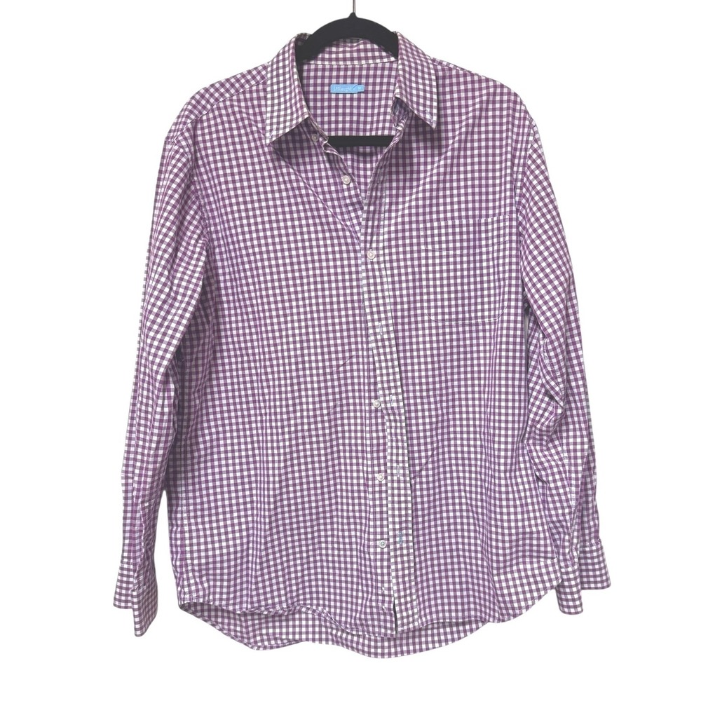 J. McLaughlin Mens Purple Gingham Check Long Sleeve Button Down Shirt - Medium‎